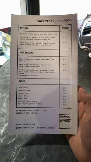Menu as of June 2018 at Knaves Kitchen in Leeds
