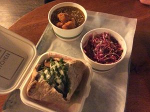 Two meals and a side salad  at Knaves Kitchen in Leeds