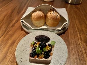 Mushroom pate and bread baked with vegan butter  at Ark in Copenhagen