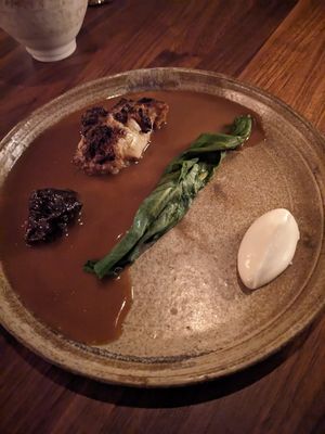 Lions mane mushroom with yeast gravy at Ark in Copenhagen