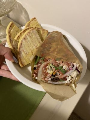 Pink gyros at Cookoomela Grill in Athens