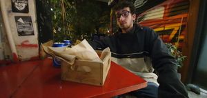 Charlie was surprised by his portion at Cookoomela Grill in Athens