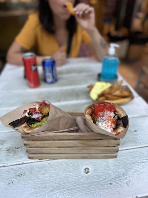 Red and white gyros   at Cookoomela Grill in Athens