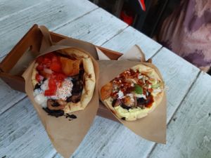 white and brown pita at Cookoomela Grill in Athens