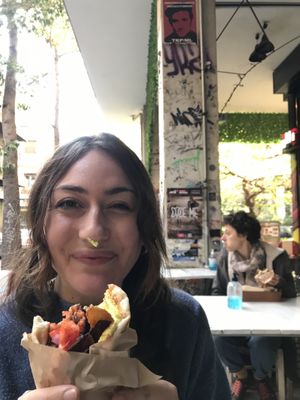 Just look how happy their food made me   at Cookoomela Grill in Athens