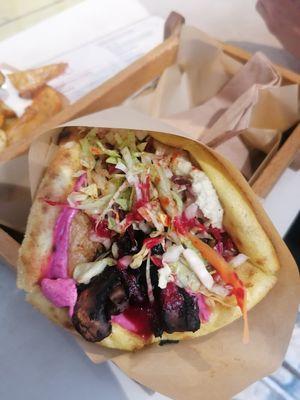 Pink pita at Cookoomela Grill in Athens