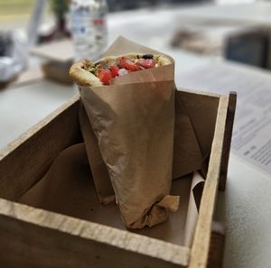 GYRO with yellow sauce (mustard ) at Cookoomela Grill in Athens