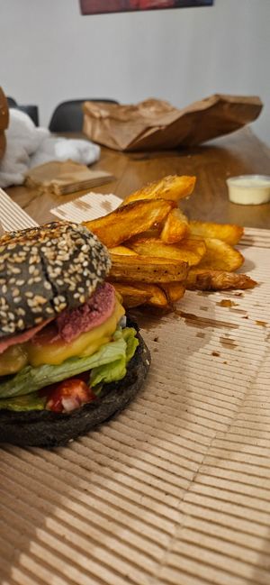 Bacon and cheese burger at Cookoomela Grill in Athens