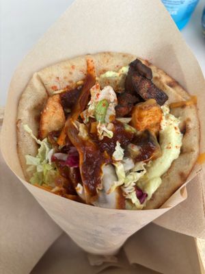 BBQ mushroom gyros  at Cookoomela Grill in Athens