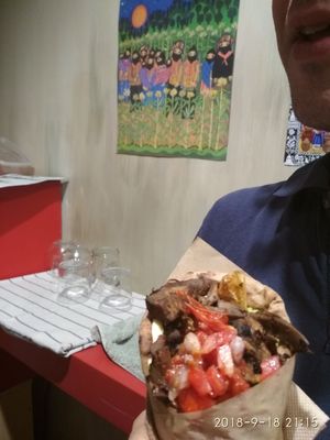 Vegan red gyros at Cookoomela Grill in Athens