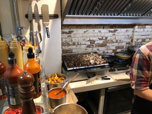Mushrooms on the grill ... yammie  at Cookoomela Grill in Athens
