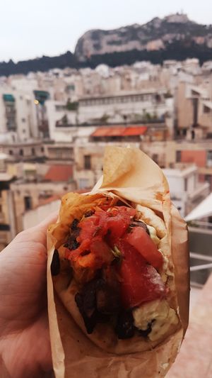 Red gyros at Cookoomela Grill in Athens