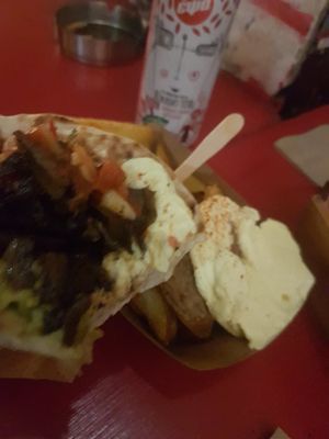 Red gyro and wedges at Cookoomela Grill in Athens