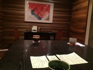 Dining room at the rear of restaurant at Rocca in Osaka