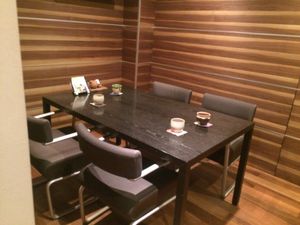 Dining room at rear of restaurant  at Rocca in Osaka