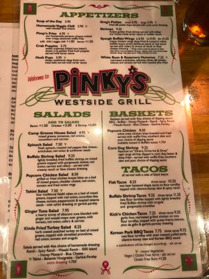 Menu at Pinky's Westside Grill in Huntersville