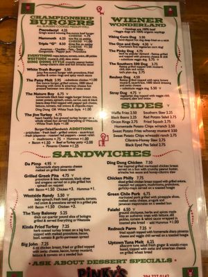 Menu 2 at Pinky's Westside Grill in Huntersville