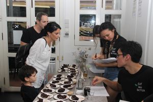 Launch event voting for the favourite! Winning cake was Chocolate Hazelnut cake made with lower GI by replacing part white sugar with coconut sugar, and replacing part oil with pear puree, to make this rich, decadent & moist cake with only the best ingredients. at That Vegan Cake in Northeast Singapore