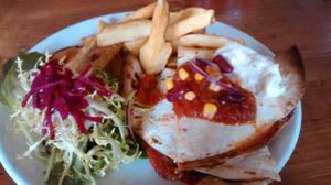 Quesadillas - refired beans, tempeh, vegan cheeze at The 78 in Glasgow