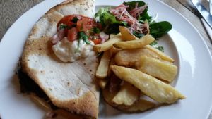 Quesadillas filled with refried beans, vegan cheese, jalapeños, served with salad at The 78 in Glasgow