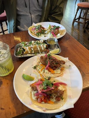 Banana blossom tacos, empanadas, and Chipotle Jackfruit tinga tacos  at The 78 in Glasgow