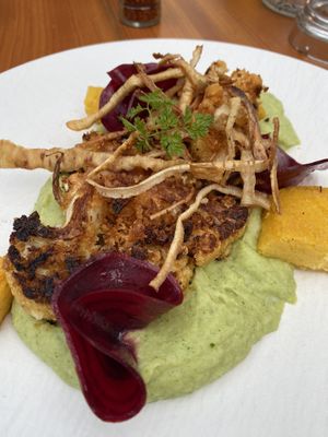 Cauliflower steak, one of the best meals we had in Austria!  at Brunner in Schladming