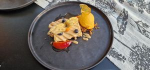 Cheesecake with ice and fruits  at Brunner in Schladming