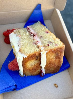 Vegan & gf lemon and raspberry cakee  at The Olde House in Dunster