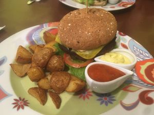 Vegan burger at Chutney in Stockholm