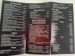 New menu. V stands for vegan.   at Chutney in Stockholm