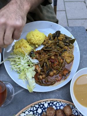 Plate of two stews of the day   at Chutney in Stockholm