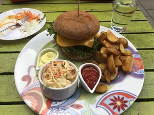 Veggie burger (vegan). at Chutney in Stockholm