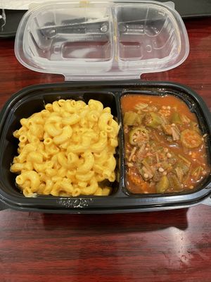 Mac and cheese and okra jambalaya   at Sweet Soulfood in New Orleans