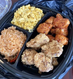 Cauliflower, Mac and cheese, rice. So good!! at Sweet Soulfood in New Orleans