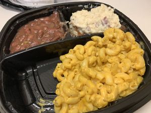 Red Beans, Potato Salad, and Cashew Cheese Macaroni.  at Sweet Soulfood in New Orleans
