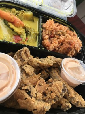 Fried mushrooms, Cajun curry, jambalaya   at Sweet Soulfood in New Orleans