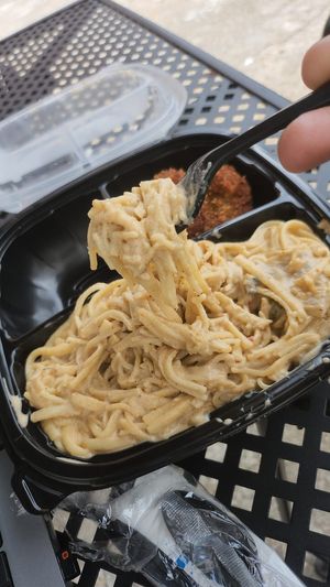 Philly pasta and chickpea cakes   at Sweet Soulfood in New Orleans