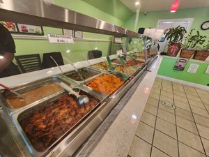 Food behind counter at Sweet Soulfood in New Orleans