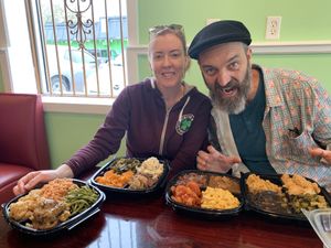 We are beautiful and vegan and hungry   at Sweet Soulfood in New Orleans