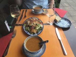 This was the salad and dhal, also had the vegetable curry but forgot to take a pic- was all delicious and fresh  at Tibetain Lung-Ta in Lourdes