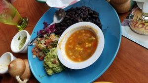 OMG...the corn soup is fantastic! at Tequila Blue Agave in Lincoln City