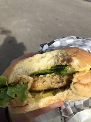 Inside of the burger (why? Idk)  at Greenpoint Burgers in Annecy