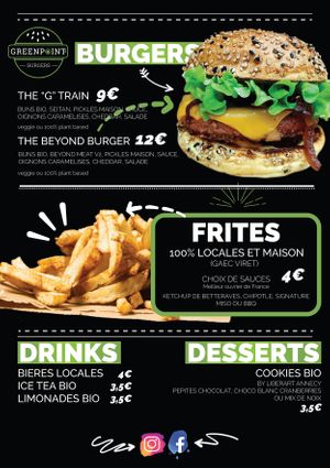 MENU !!!!! at Greenpoint Burgers in Annecy