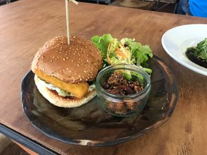 Phish Goujon Ciabatta (they ran out of Ciabatta so they gave me a seeded bun instead). Still very nice 😊  at Dr Legumes in Folkestone