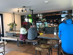 View of the kitchen serving area from within restaurant  at Dr Legumes in Folkestone