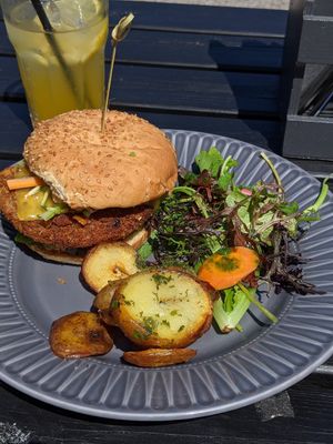 Southern fried seitan burger at Dr Legumes in Folkestone