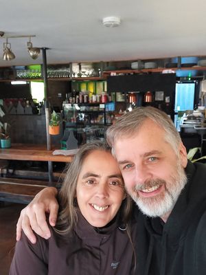 Kathy and I inside at Dr Legumes in Folkestone