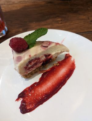 White chocolate and raspberry cheesecake 😻 at Dr Legumes in Folkestone