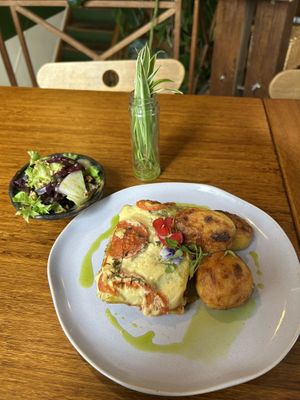 Vegan Lasagna with Roast Potatoes & Salad  at Dr Legumes in Folkestone