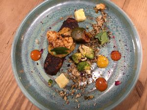 Homemade bbq tempeh  at Dr Legumes in Folkestone